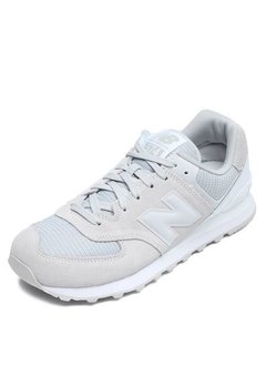 New Balance Tênis Couro New Balance 574 Cinza/Branco