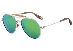 GIVENCHY GV 7012 S - ÓCULOS DE SOL 010 Z9 PRATA E MARROM BRILHO/ VERDE ESPELHADO - Lente 5,6 cm