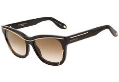 GIVENCHY GV 7028 S - ÓCULOS DE SOL 807 CC PRETO E DOURADO BRILHO/ MARROM DEGRADÊ - Lente 5,6 cm