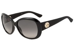 GUCCI GG 3787 S - ÓCULOS DE SOL LWD DX PRETO BRILHO E FOSCO/ PRETO DEGRADÊ - Lente 5,6 cm