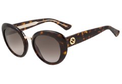 GUCCI GG 3808 S - ÓCULOS DE SOL KCL HA MARROM MESCLADO E DOURADO BRILHO/ MARROM DEGRADÊ - Lente 5,1 cm