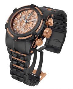 Invicta Zeus Skeleton Jason Taylor N.14429 pulseira preta fundo ouro rose aro ouro rose - comprar online