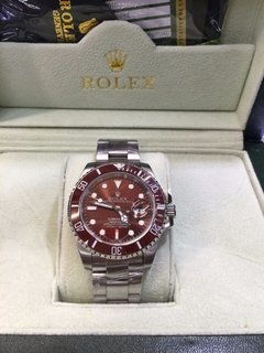 Relogio Submariner Prata Vermelho