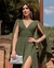 Vestido Longo Manga Capa Verde Sage - comprar online