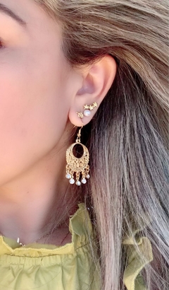 Aretes cristal chapa de 22k - comprar en línea