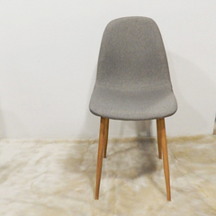 Silla New Eames Tapizada Lino Gris Pata Simil Madera