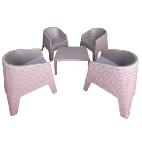 Set Jardin Mesa + 4 Sillones de Exterior color Capuchino