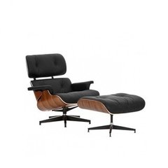 Sillon Miller Eames Lounge con Otomana Ecocuero Negro