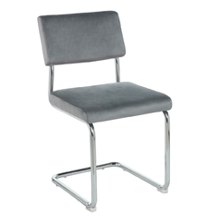 Silla Cesca con base cromada y tapizado en pana gris, diseño moderno y elegante.