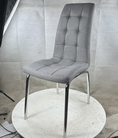 Silla Torno Lino Gris Base Cromada - comprar online