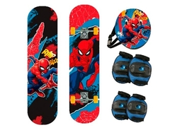 Megaset Skate Casco Rodilleras y coderas Spiderman RIIIP