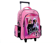 Mochila 18" con carro Barbie Girl relieve rosa