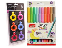 Combo 3 Marcadores pastel + Crayones color rings grandes