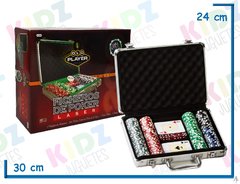 Valija aluminio poker con 200 fichas 2 mazos y 5 dados