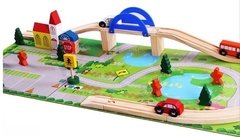 Pista de autos con vehiculos y ciudad 29 piezas con piso puzzle - KIDZ juguetes