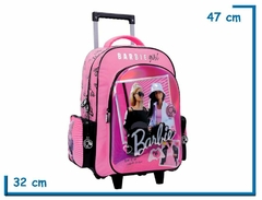 Mochila 18" con carro Barbie Girl relieve rosa - comprar online