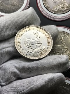 África do Sul - 5 Shillings - 1948 - prata