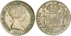 Espanha - 10 Reales - 1855 - Izabel II - Barcelona