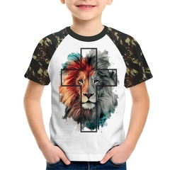 Camiseta Infantil Unissex Leão de Judá Cruz