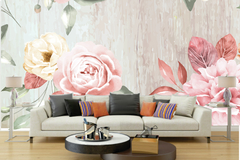 Mural impreso . Flores Rosas Acuarela 1. - comprar online