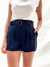 SHORT DE LINO NEGRO CON HEBILLA CAREY - comprar online