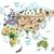 Imagen de Vinilo Decorativo Mapa Mundi Planisferio Infantil Animales