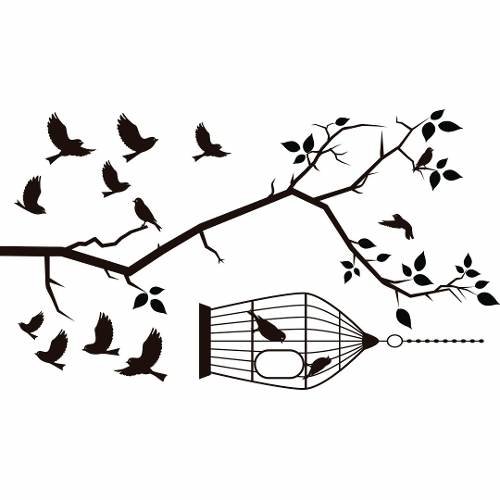 Vinilos decorativos habitacion ramas y pájaros - Murales de pared