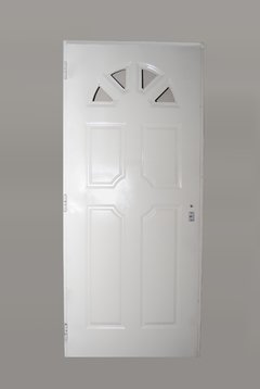 Puerta doble chapa inyectada con medio sol superior blanca 80 x 200