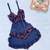 Short Doll azul bicolor com babadinho - comprar online
