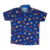 camisa social dino baby fundo azul