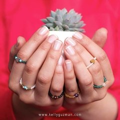Mini anillo con turquesas, corazón con baño de plata y mostacillas - comprar online