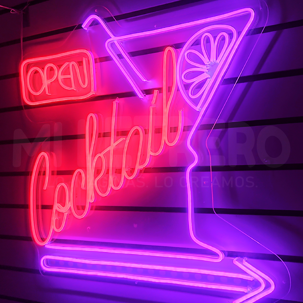 Letrero Open Bar Neon Led Restaurant Iluminación Karaoke