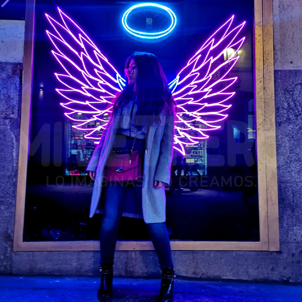 Letrero Luminoso Led Alas Angel Neon RGB Discoteca Karaoke