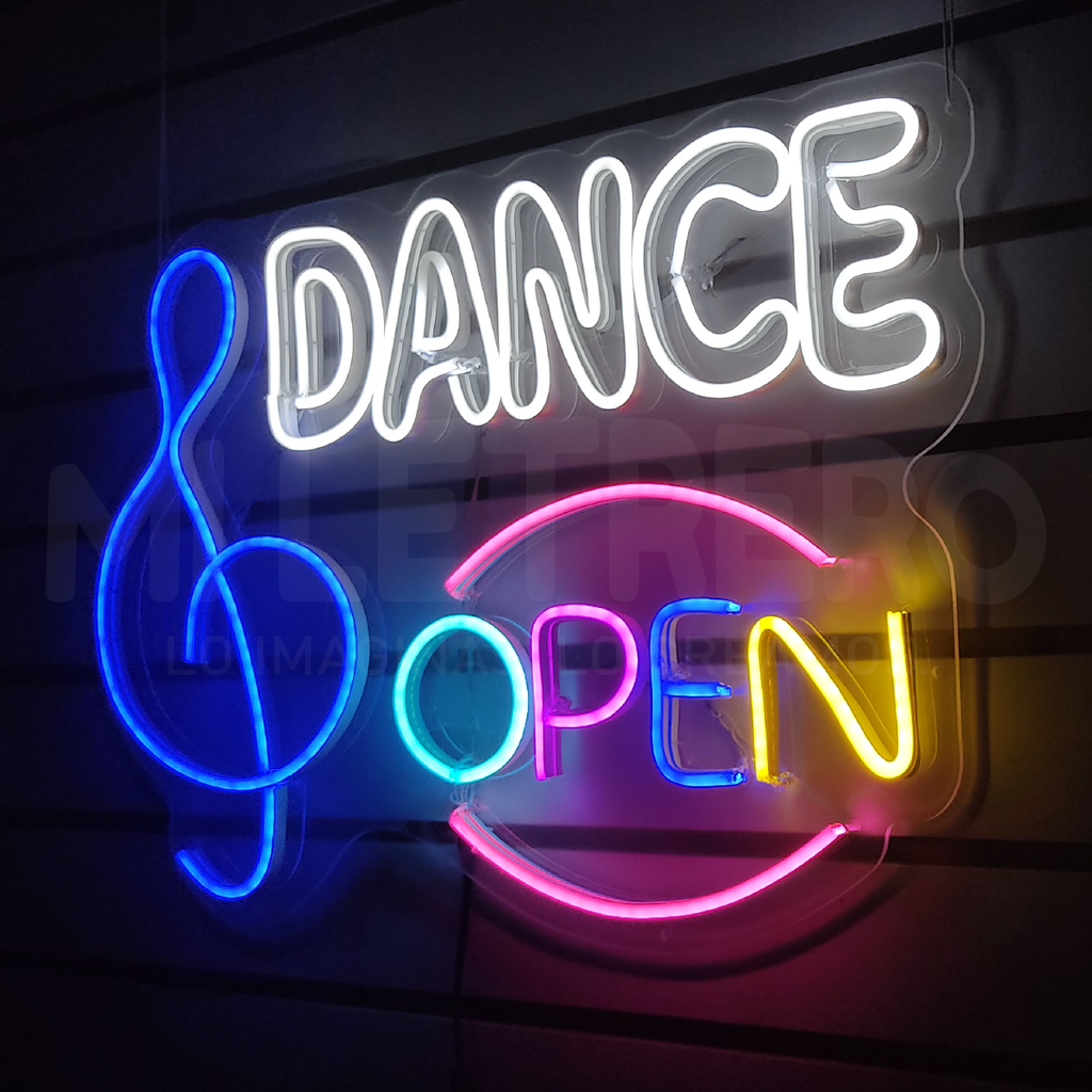 Letrero Open Neon Led Abierto Dance Decoración Karaoke