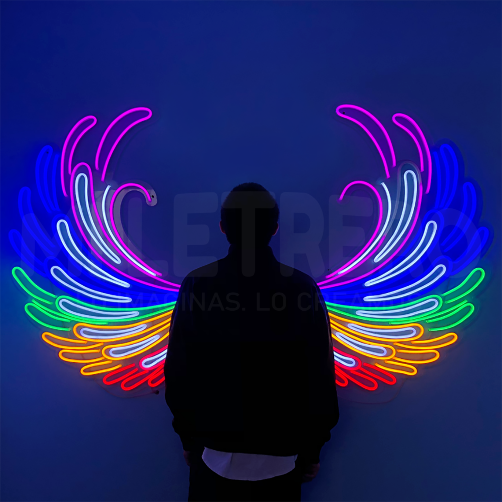 Letrero en Neon Led Luminoso Angel Wing para Karaoke