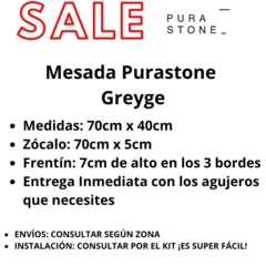 Imagen de Mesada De Baño Purastone Greyge 70cm X 40cm Beige