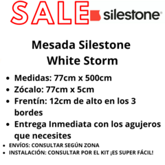 Imagen de Mesada Baño Silestone White Storm 77cm X 50cm