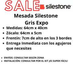 Mesada De Baño Silestone Gris Expo 64cm X 40cm - tienda online