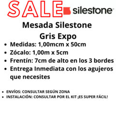 Mesada De Baño Silestone Gris Expo 1,00m x 0,50m - tienda online