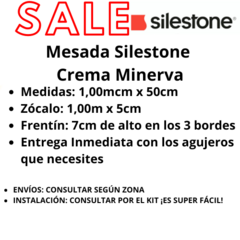 Mesada de Baño Silestone Crema Minerva 1,00m x 50cm - tienda online