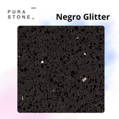 Mesada Baño Purastone Negro Glitter 56cm X 40cm - Marmocar