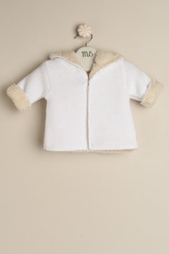 Campera tejida forrada con Pielcita Blanco