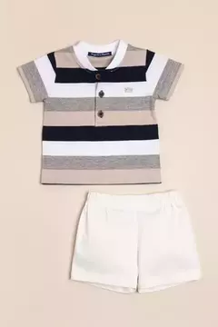 Conjunto de remera de algodón rayado con short en internet