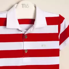 Remera de algodón rayado con cuello polo Antoine - comprar online