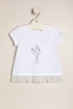 Remera estampada Bouquet con volado de voile