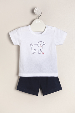 Conjunto de remera bordada y short Chien - comprar online