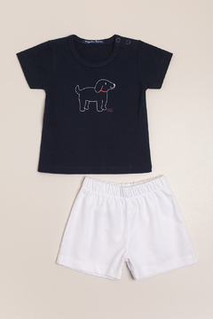 Conjunto de remera bordada y short Chien - tienda online