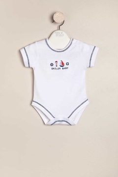 Body Pima Peruano Bordado Navy Blanco