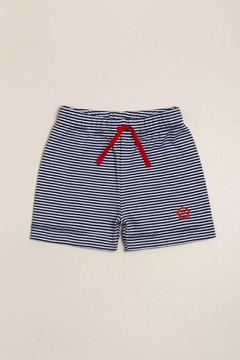 Short Rayado Pima Peruano Navy Blanco C/Azul