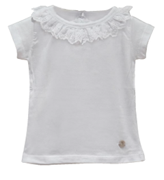 Remera con cuello broderie Blanco